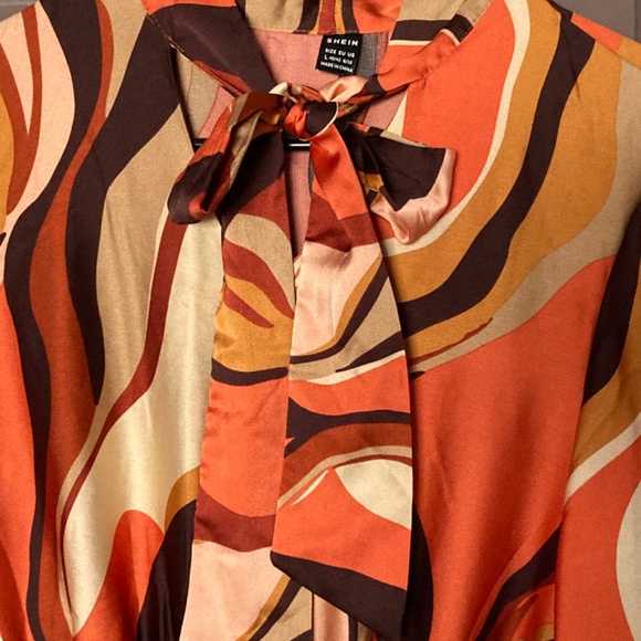 Multi Orange/Brown Maxi dress Women sz 8/10 L - Picture 1 of 9